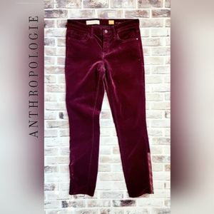 Anthropologie Pilcro Burgundy Corduroy Stet Skinny Jeans Size 28 (H6)